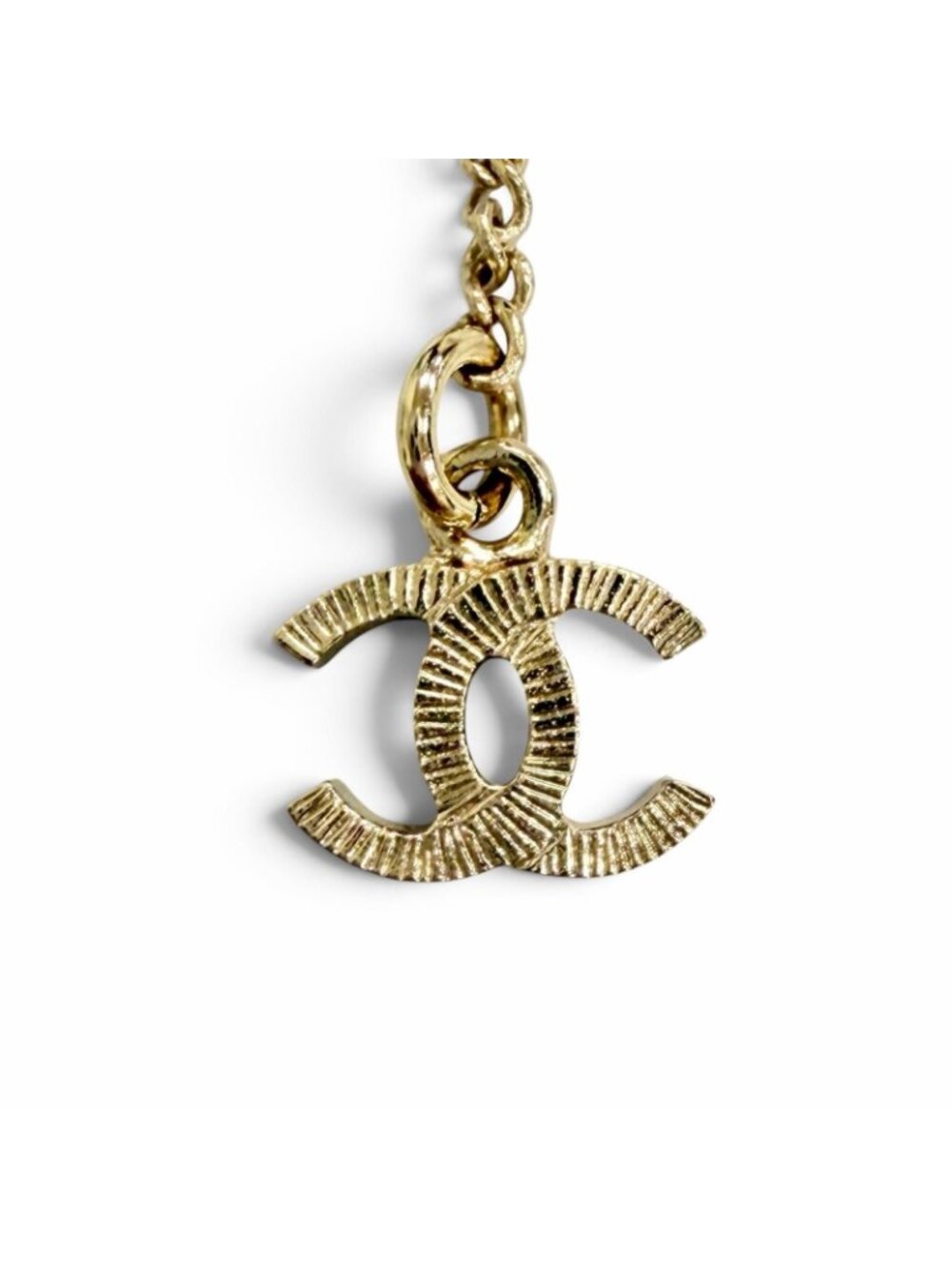 Chanel CC Logo Rhinestone Ribbon Necklace Gold - Picture 8 of 10